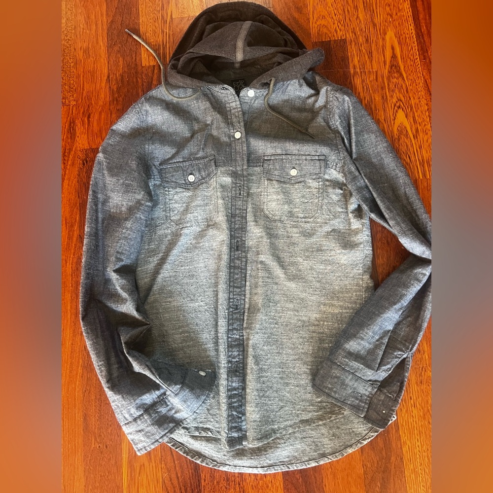 Empyre Denim Flannel Hooded Button Up